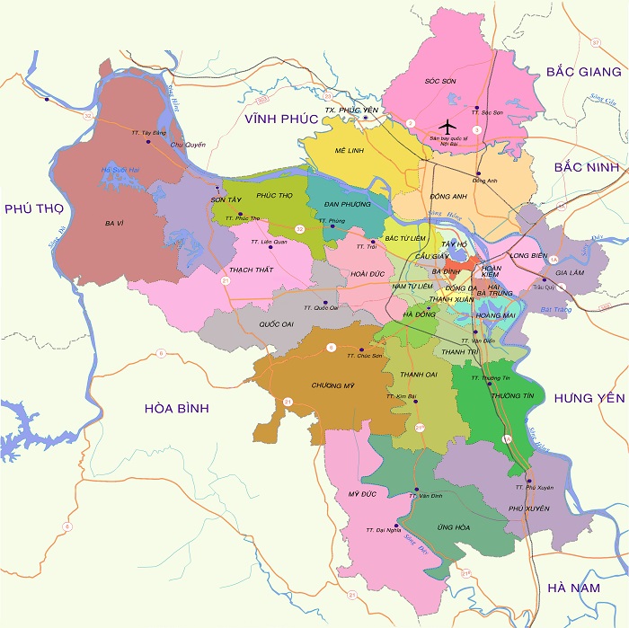 Thành phố Hà Nội có những đơn vị hành chính nào