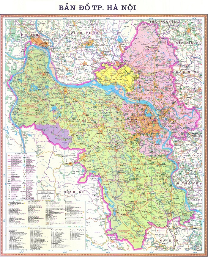 Bản đồ các quận huyện của thành phố Hà Nội cập nhật mới nhất