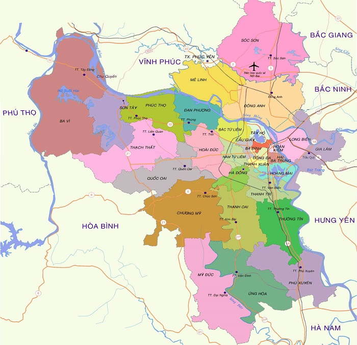 Bản đồ gia dụng hành chủ yếu thành phố Hồ Chí Minh Hà Nội Thủ Đô mới nhất nhất